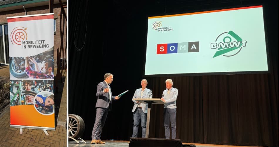 sprekers Koen Stephan van SOMA en Jan Hommes van BMWT op event Mobiliteit in Beweging 2025